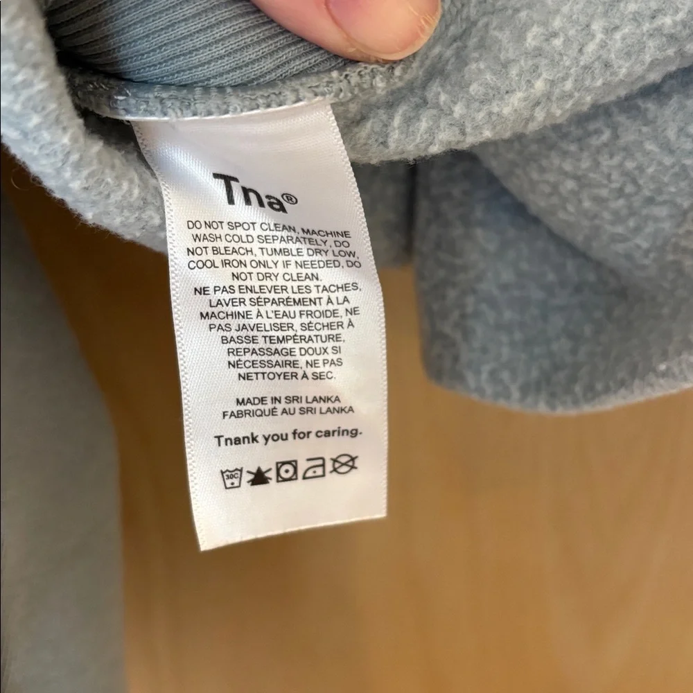 Aritzia Tna Hoodie Blue Cropped Cozy AF Size 2 - Picture 7 of 8